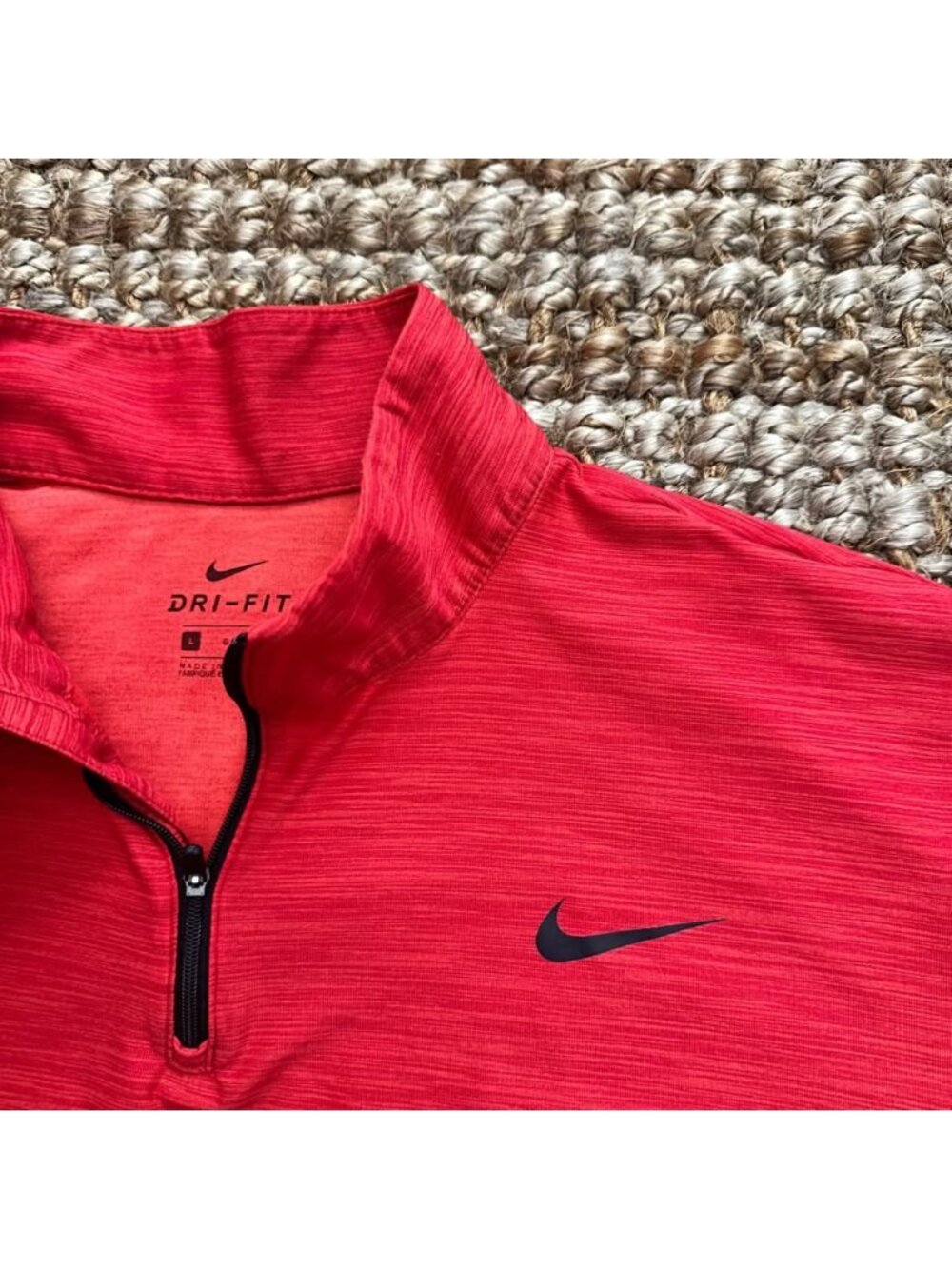 Nike Quarter Zip Performance Pullover Dri-Fit Large Red